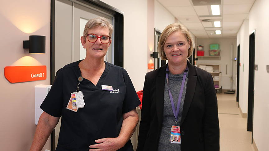 Photo of Specialist Outpatient Department clinical nurse Jackie Isaacson with Director of Nursing Gaye Binns