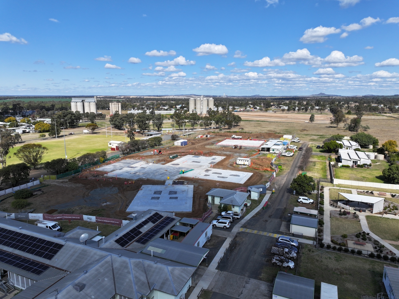 The Millmerran Multipurpose Health Service. construction site with concrete slab foundations.